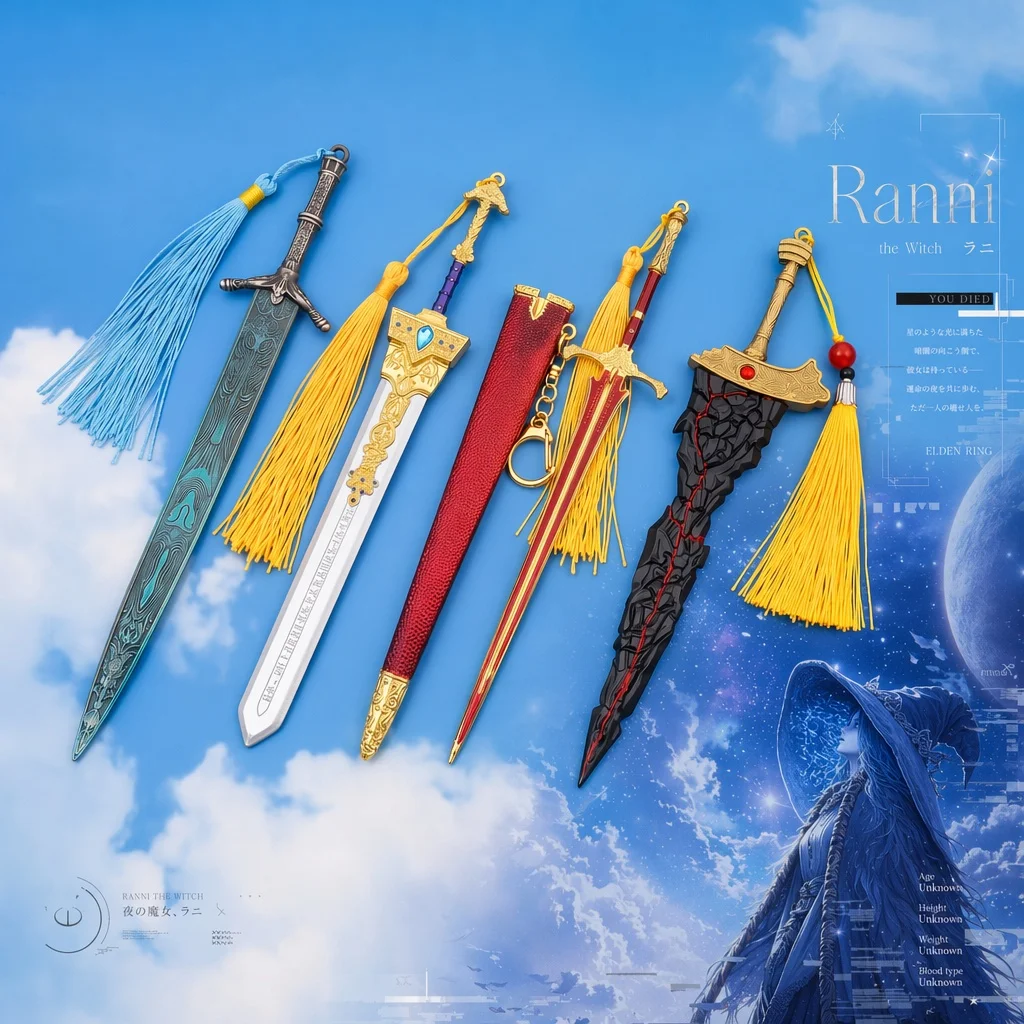 8.6inch Elden Ring Katana Anime Cosplay Prop Sword Ninja Knife Blade Sabre Multiple Styles Zinc Alloy Metal Miniature Toy Gift