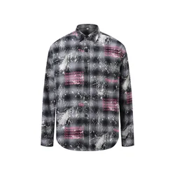 Soiled Letter Text Print Plaid Long Sleeve Shirt Men Women Autumn High Quality High Street Office Casual Shirt V-shape