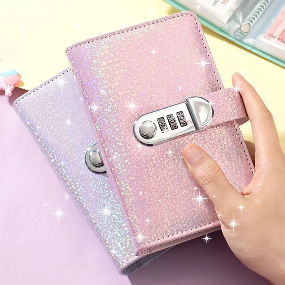 PU Leather 100 Envelope Challenge Binder Laser Cover With Password Lock Budget Saving Book Reusable Waterproof
