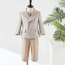 Boy Suit For kids Slim Fit Boys 1-4 Year Birthday Formal Suit Set Tweed Jacket High-end Boy Wedding Photography Costume Dress