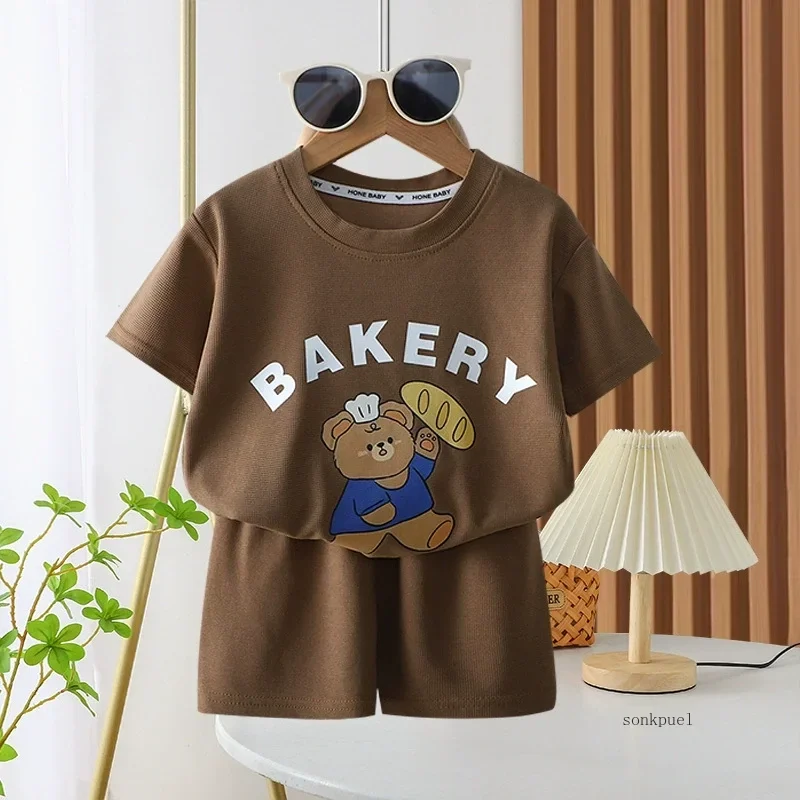 2Pcs Children Tshirt Shorts Sets Baby Summer Clothes Boy Girl Fashion Short Sleeve Pants Suit Leisure Outfits Kids Costume image 4
