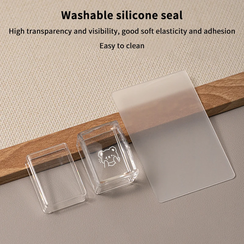 Tampon rectangulaire Transparent pour Nail Art, avec grattoir, outil de transfert de tête en Silicone, gelée claire rapide, estampage français, manucure