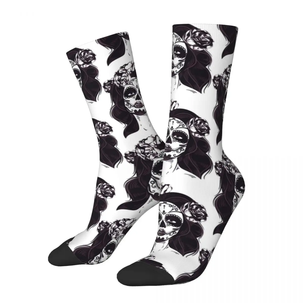 

Fashion Men's Socks Crazy Sugar Skull Sock Polyester Day of the Dead High Quality Women's Socks Spring Summer Autumn Winter