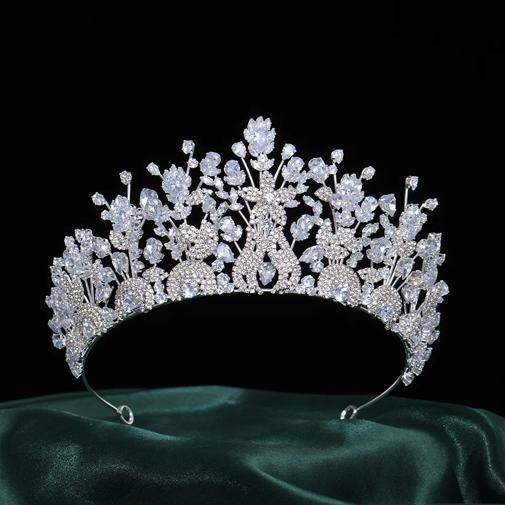 Luxury Women Tiaras And Crowns Bride Zirconia Sliver Queen Bridal Tiara Headdress Prom Party Wedding Hair Jewelry Accessories