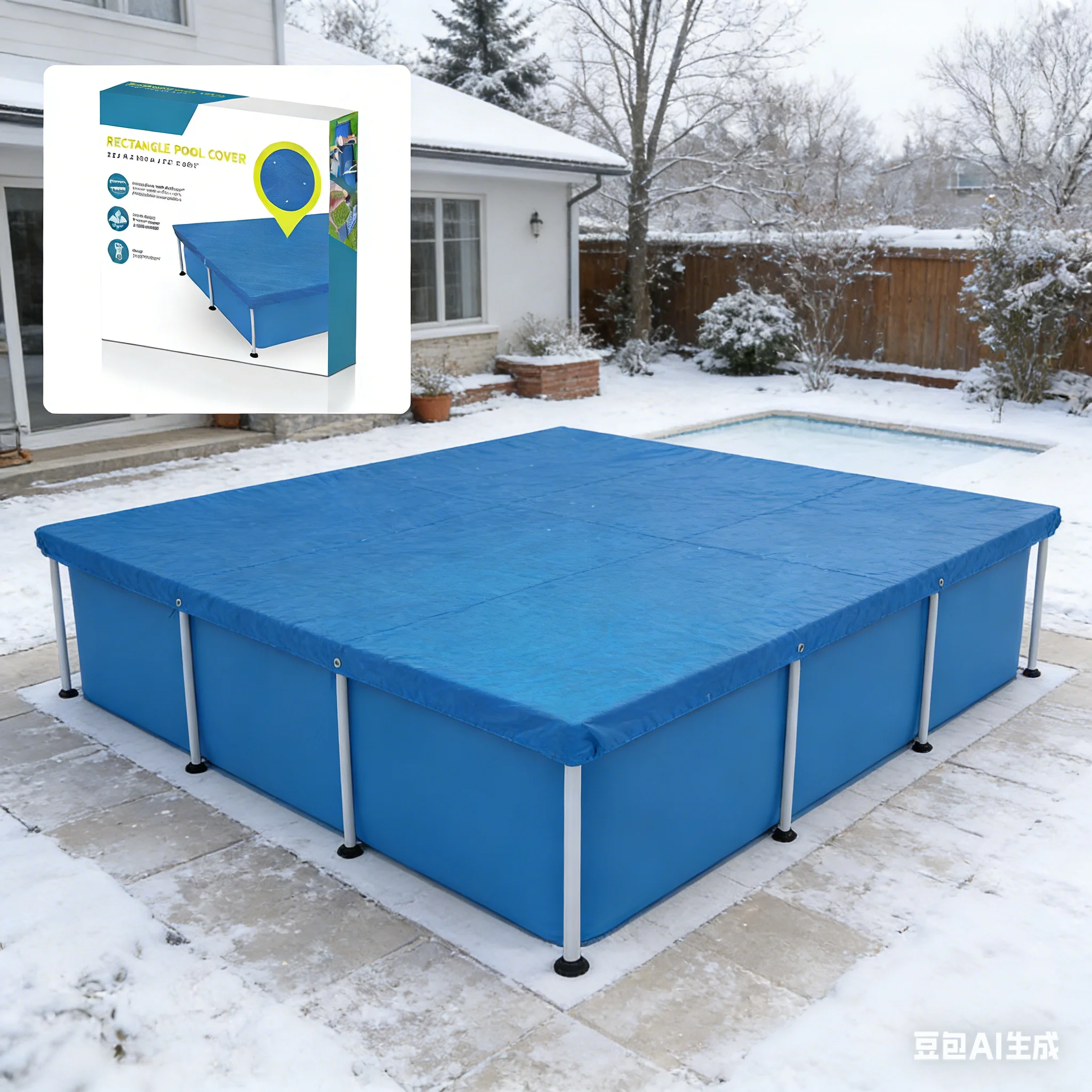 Lona rectangular para cubrir piscinas, lona protectora para debajo del suelo de la piscina, tela resistente al desgaste, accesorios para piscinas familiares