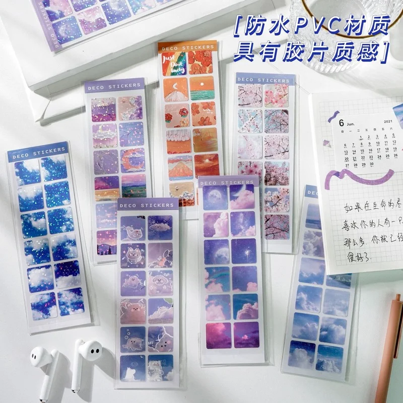 1 Sheet Adorable PVC Waterproof Laser Sticker for DIY Scrapbook Journal Diary Notebook phone Decoration