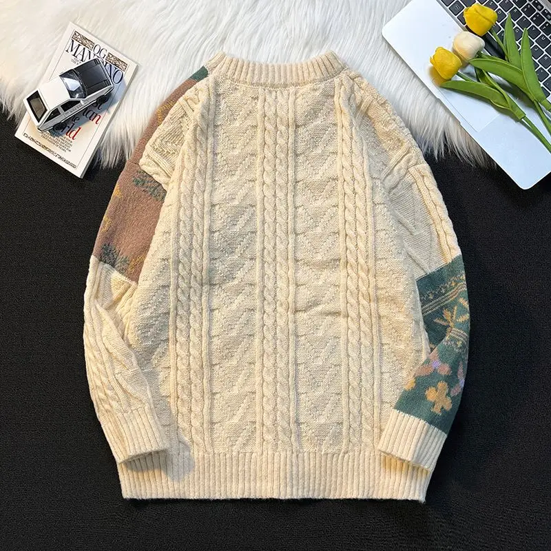 

Men's Thiened Autumn Winter Knitwear Sweater American Sle Casual Loose Fit Polyester Fiber Long Sve round Ne Cis...