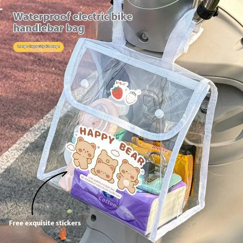 

Electric Vehicle Front Waterproof Hanging Bag PVC Transparent Motorcycle Storage Pocket Riding Storage Bag