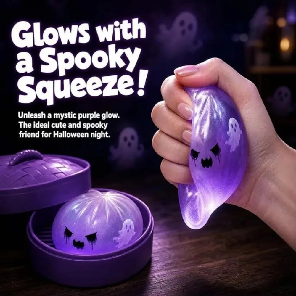Frites de poisson-chat scintillantes anti-stress Halloween Ghosts, douces et élastiques, cadeau de festival