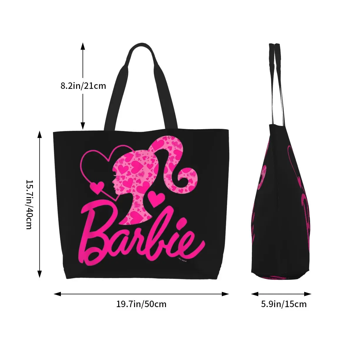 Trendy Girls Woman Barbie Grocery Bag Large Capacity Merchandise Tote Bag