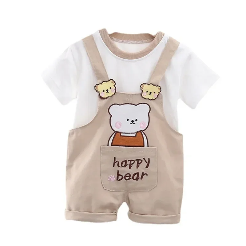 

New Summer Baby Boys Clothes Set Children Girls Cartoon T-Shirt Overalls 2Pcs/Sets Toddler Sports Casual Costume Kids Tracksuits