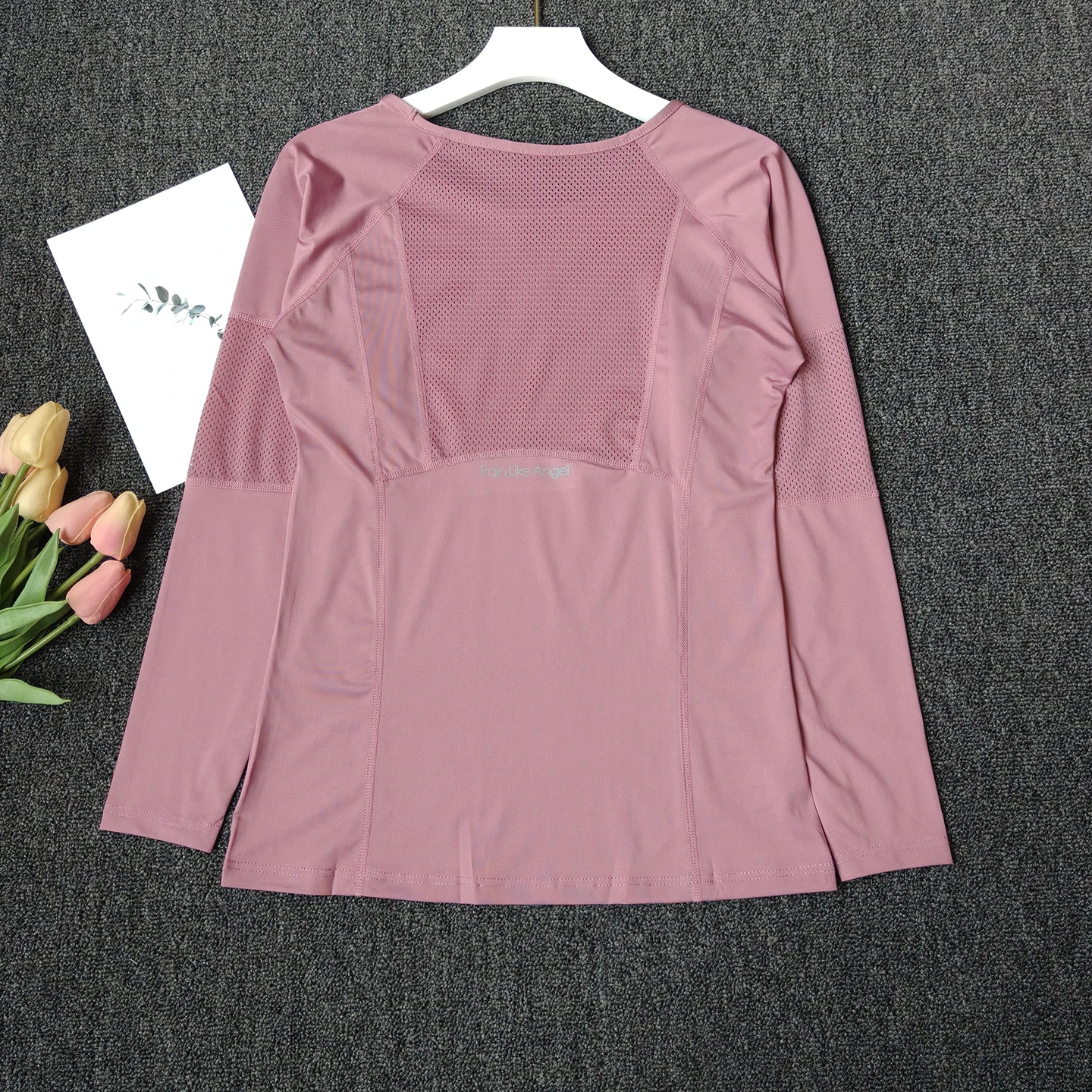 Spring Autumn Sports Long-sleeved Women's Mesh Quick-drying Breathable Yoga Tops Slim Stretch Training Running Fitness T-shirt