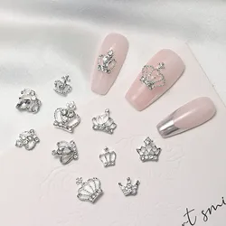 30pcs Exquisite Crown Charms for Nails Luxury 3D Mixed Crown Shape Nail Gems with Crystal Clear Crystal Alloy Nail Art, and Craf
