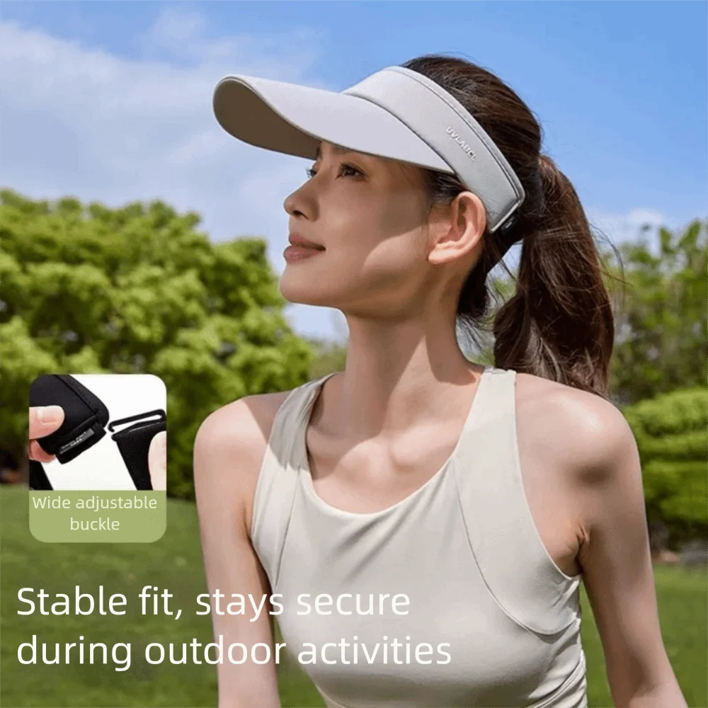 

Simple Solid Color Empty Top Hat UV Protection Wide Brim Sun Protection Hat Sunscreen Running Hat Female Sunshade Hat Travel