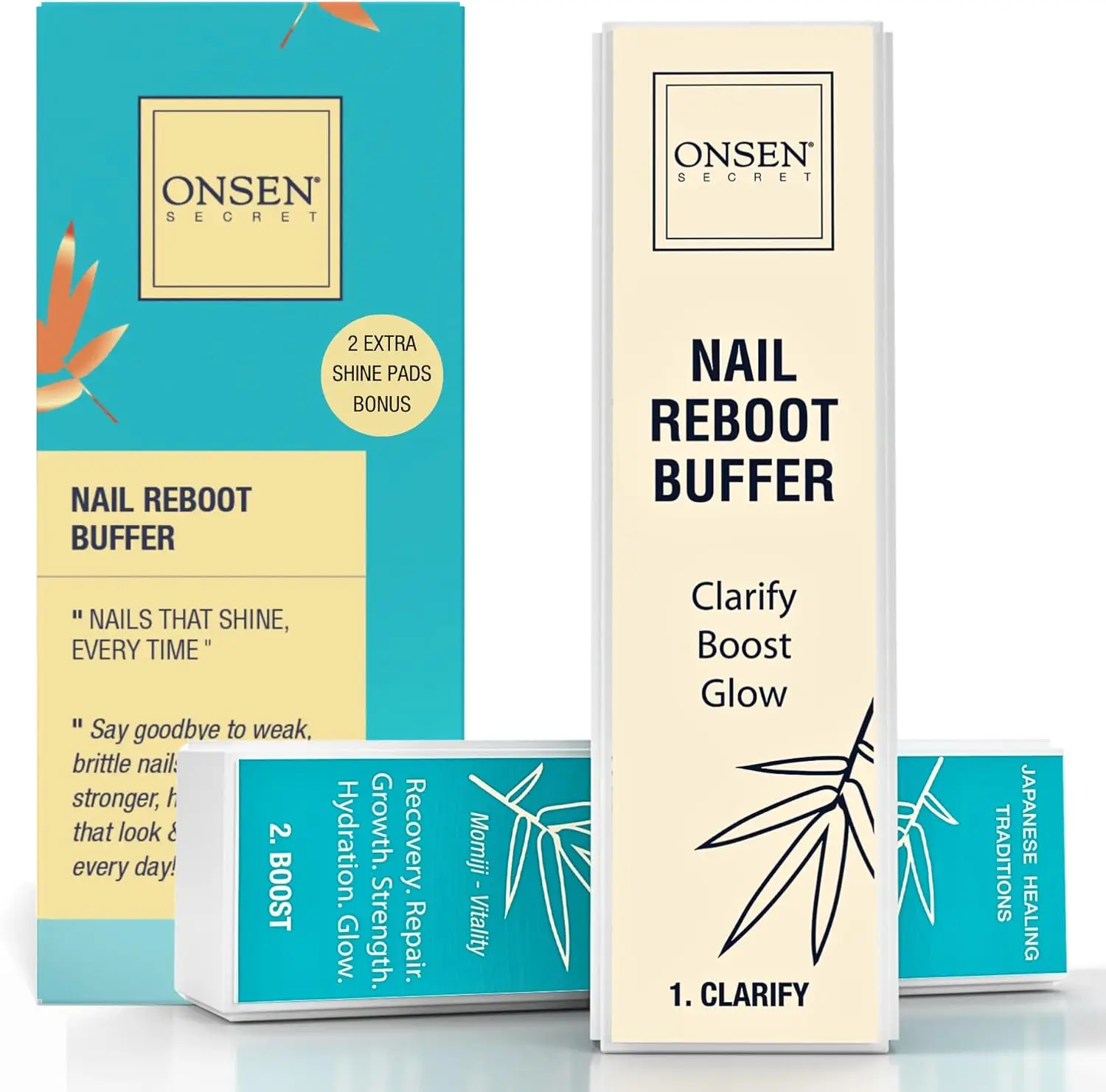 

4-Way Nail Buffer Block for Natural Shine & Healthy Nails - Includes 2 Extra Shine Pads, Salon-Quality, Post-Gel & Acrylic Recovery