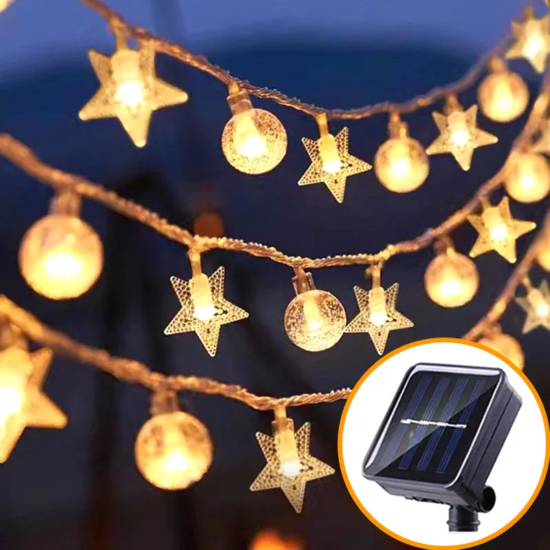 Solar Moon Star String Light Eid Mubarak Outdoor Waterproofing Muslim Party Eid Light