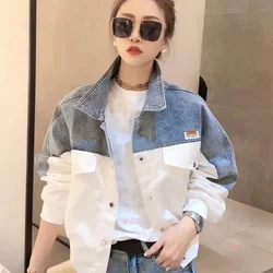 Blue Spring Autumn Female Jeans Coat Patchwork Women's Denim Jackets Original on Sale 2024 New Arrivals Vintage Trend Outerwears