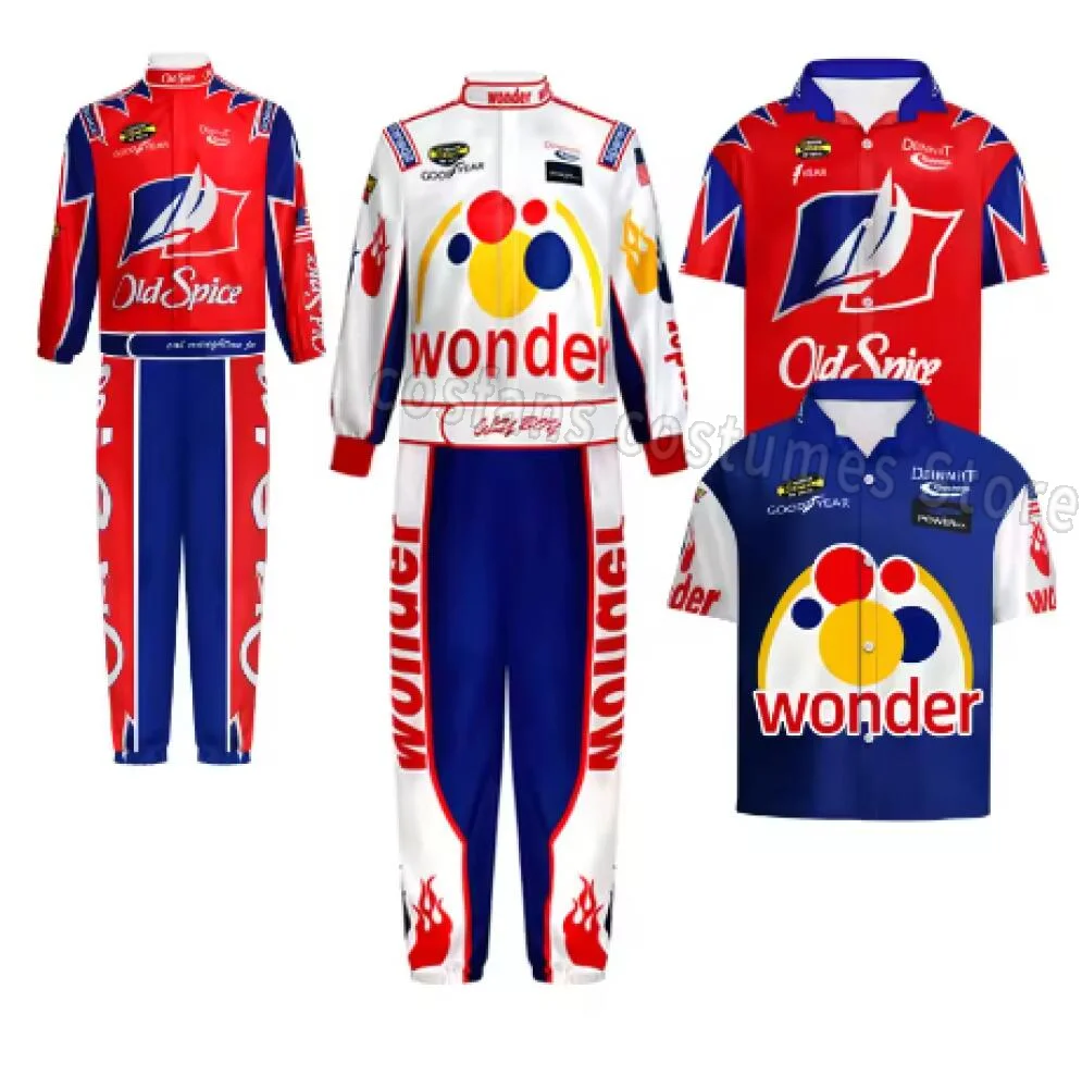 Talladega Nights Ricky Bobby Racing Uniform Cosplay Red Cal Naughton Jr. Wonder Bread Racing Suit Halloween-Kostüm