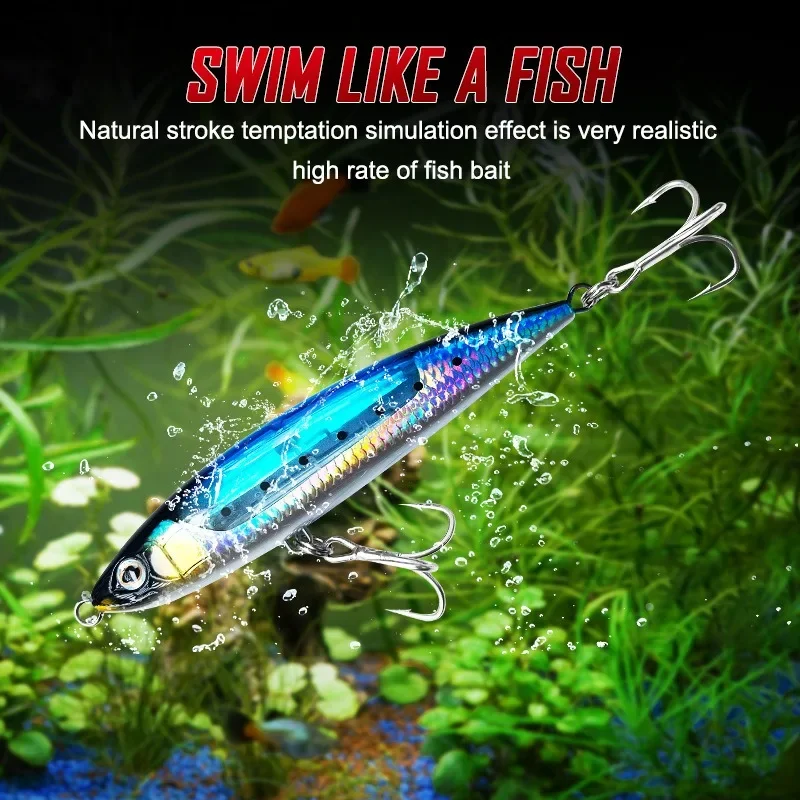 69g 15cm Sinking Pencil Fishing Lure Flash Flake Wobbler Artificial Hard Bait Seawater Lures Tuna Sailfish GT Fishing Lures