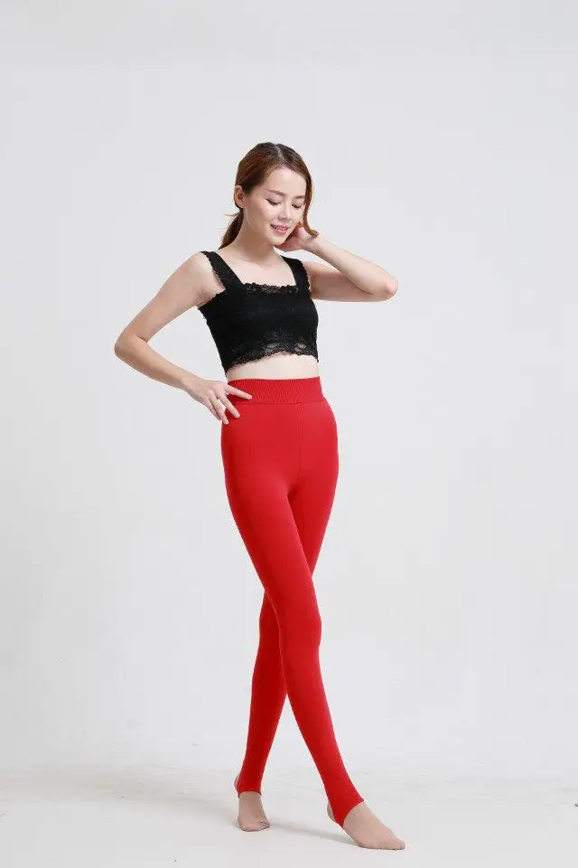 2023 neue Frauen Winters trumpf hose weiß Strumpfhose mit hoher Taille schieben warme weibliche Leggings Strumpf Fleece dicken Samt thermisch rot – Detail 14