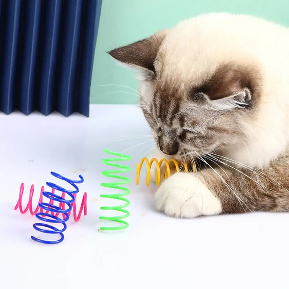 12Pcs Cat Spiral Spring Interactive Bite Resistant Training Cat Coil Spiral Springs for Swatting