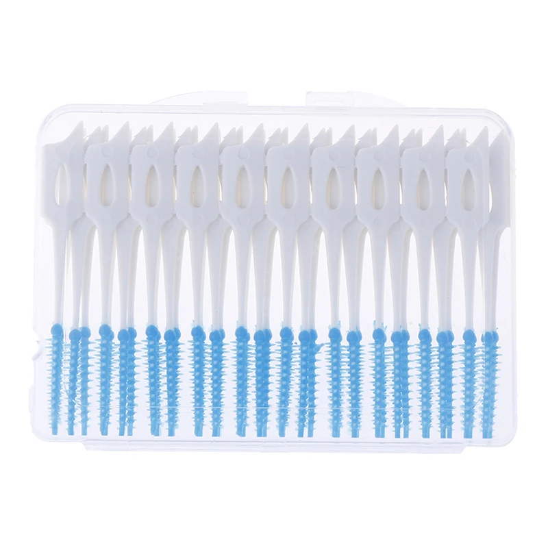 Cepillo Interdental Push-Pull, alambre de ortodoncia de goma de 0,7mm, cuidado bucal, 40 unids/lote por caja