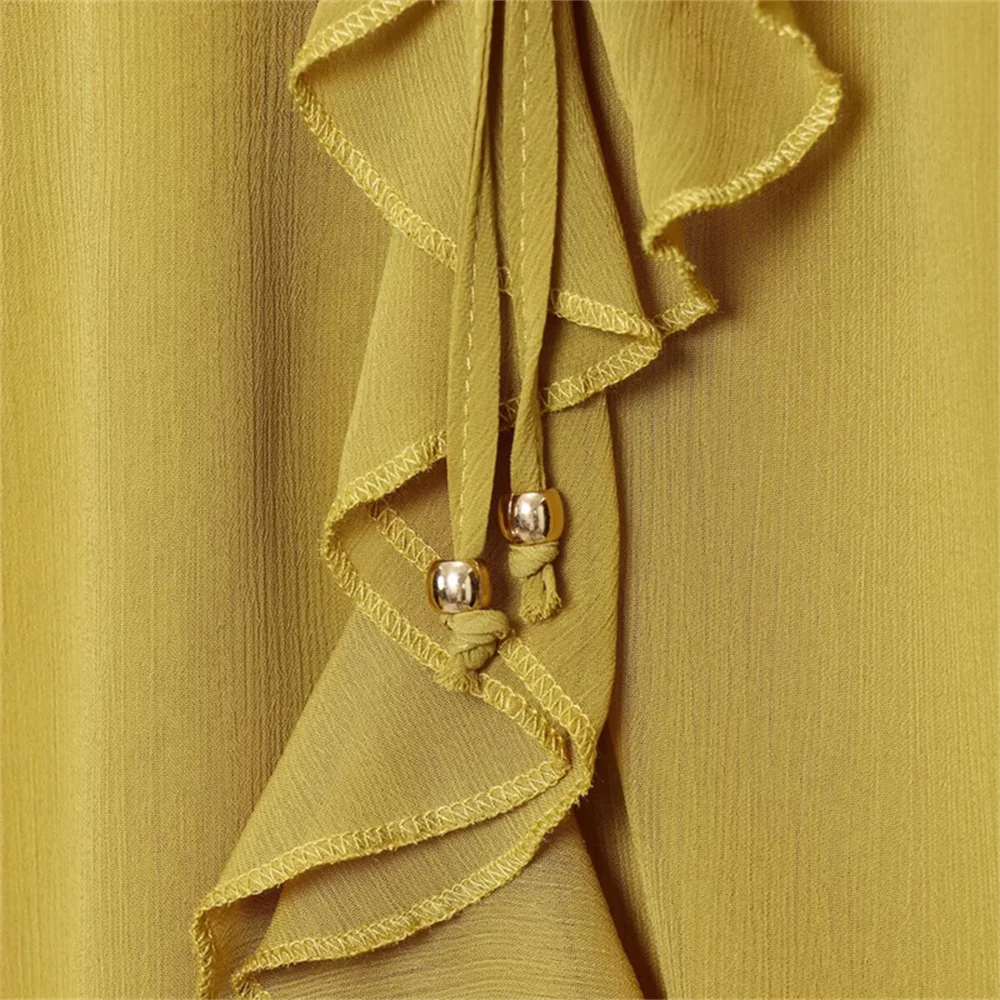 's new women's commuting style simple and fashionable round neck loose tie layered decorative shirt