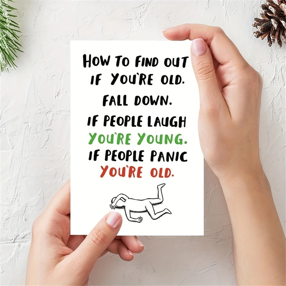 1pc,Funny Happy Birthday Card For Men I Women. Humorous How To Find Out If Your Old Joke. Perfect For Mom Dad Grandpa 50th 60th