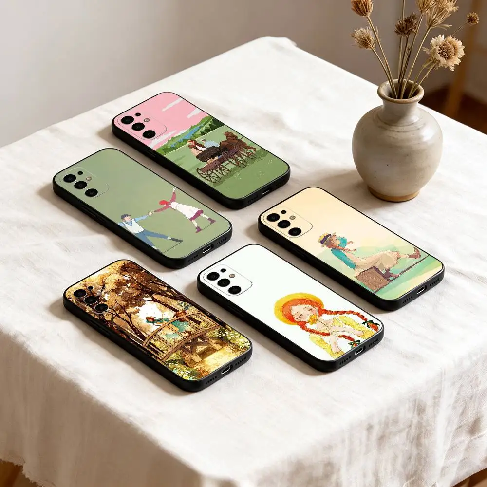 Cute A-Anne of Green Gables Phone Case Black Silicone Soft For Samsung S25,S24,S21,S22,S23,S30,Ultra,S20,Plus,Fe,Lite