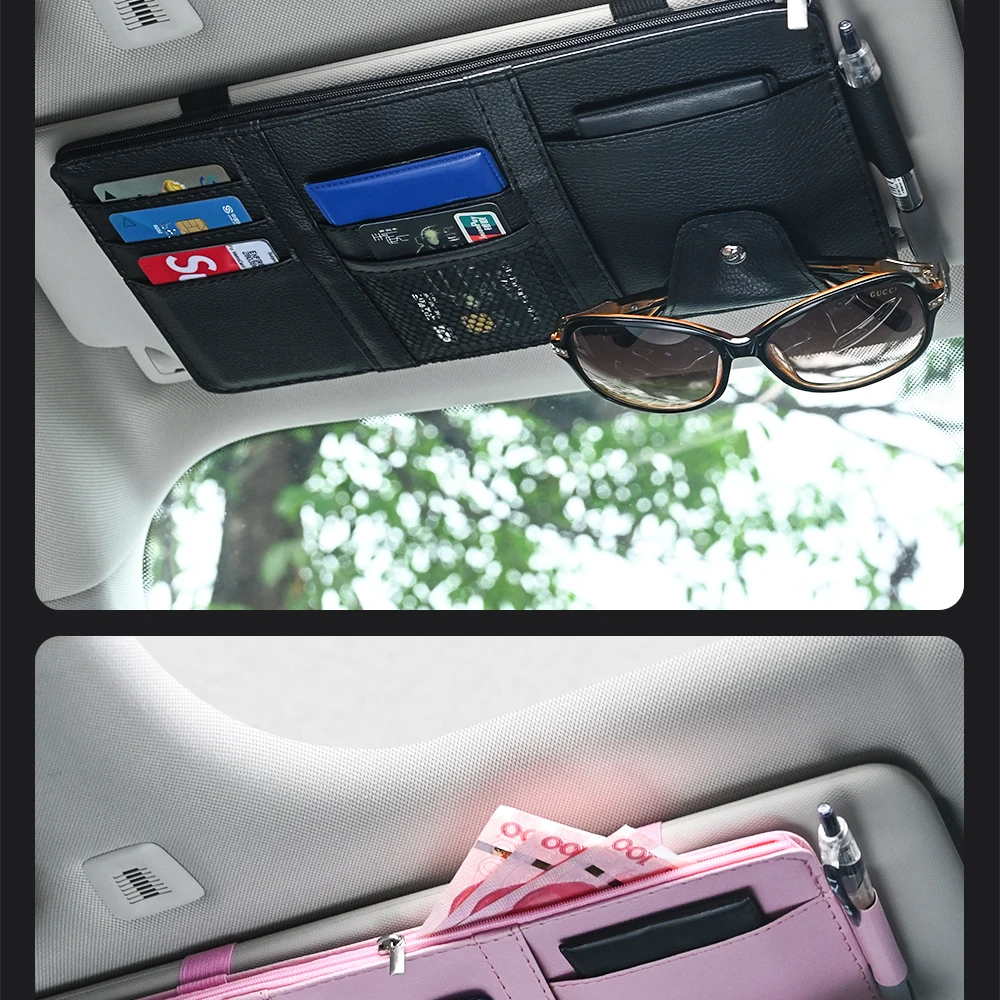 Auto Sonnenblende Bill Stift Visitenkarte Halter Organizer Lagerung Box Sonnenbrille Clip Verstauen Aufräumen Auto Zubehör – Detail 16