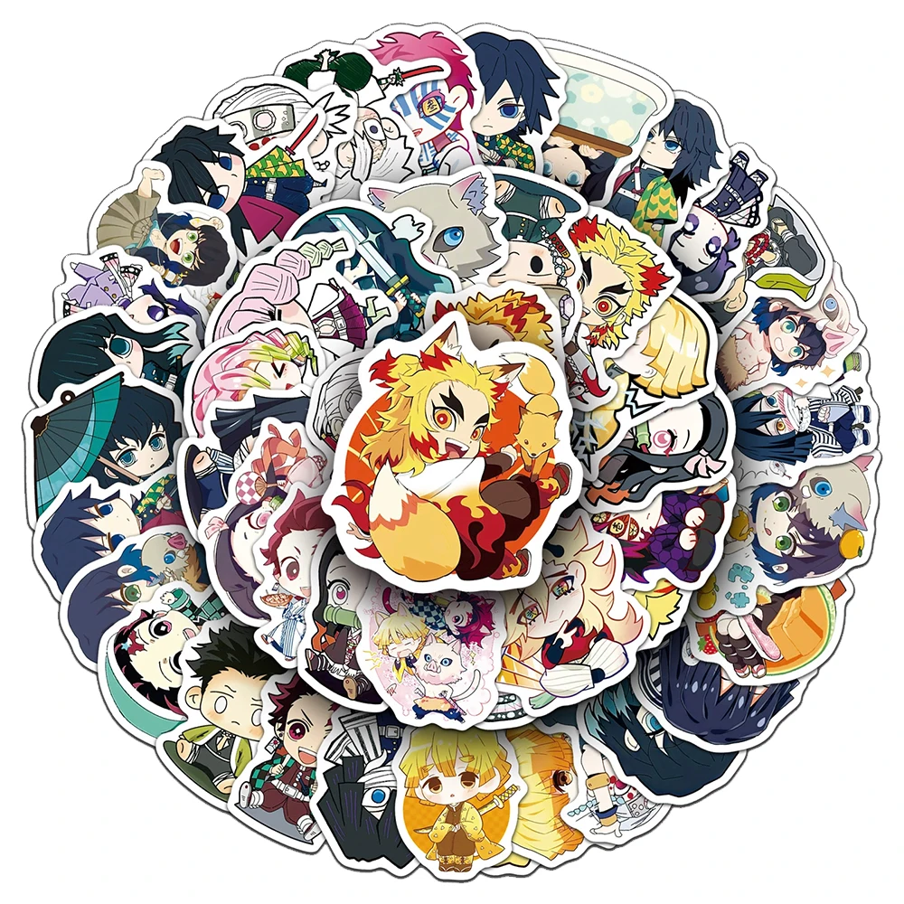 10/30/50pcs Kawaii Demon Slayer Anime Stickers Cute Cartoon Character Decals Suitcase Skateboard Phone Kamado Tanjirou Sticker