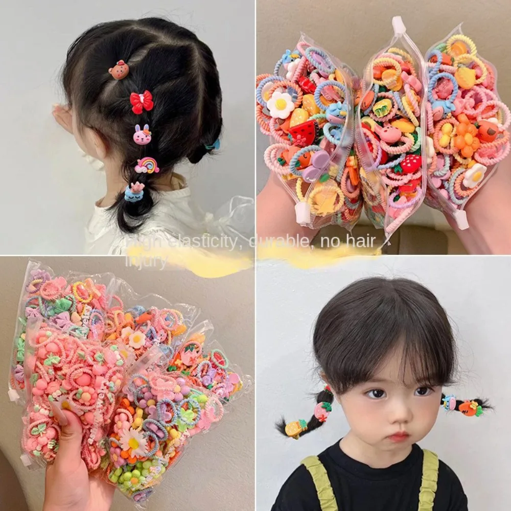 20 Stks/set Kawaii Kinder Elastiekjes Haaraccessoires Elastische Baby Haar Touw Scrunchie Haarbanden Paardenstaart Houder Meisjes