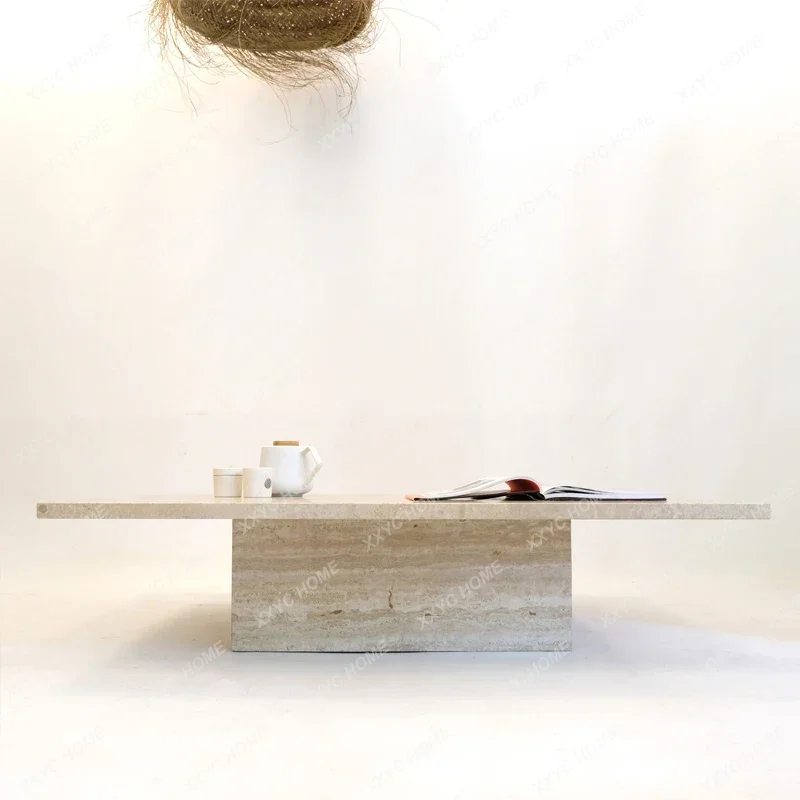 JJx11Minimalist High-end Custom Huangdong Stone Coffee Table Rectangular Hotel Sales Department Model Room Coffee Table