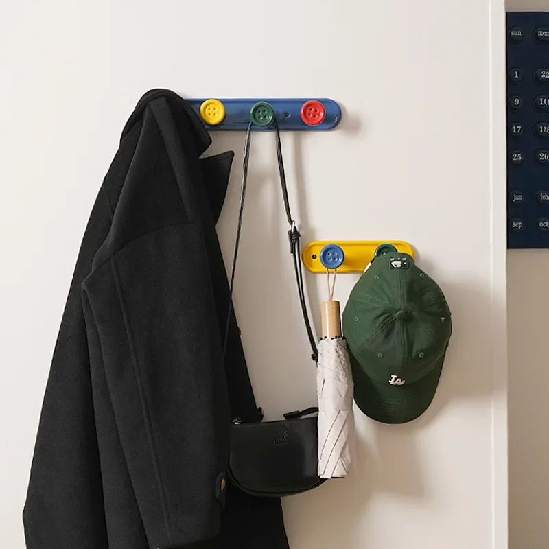Cartoon Button Wall Hangers Creative Hook Ceramic Pendant Hook Behind The Door Clothing and Hat Storage Container Wall-mounted