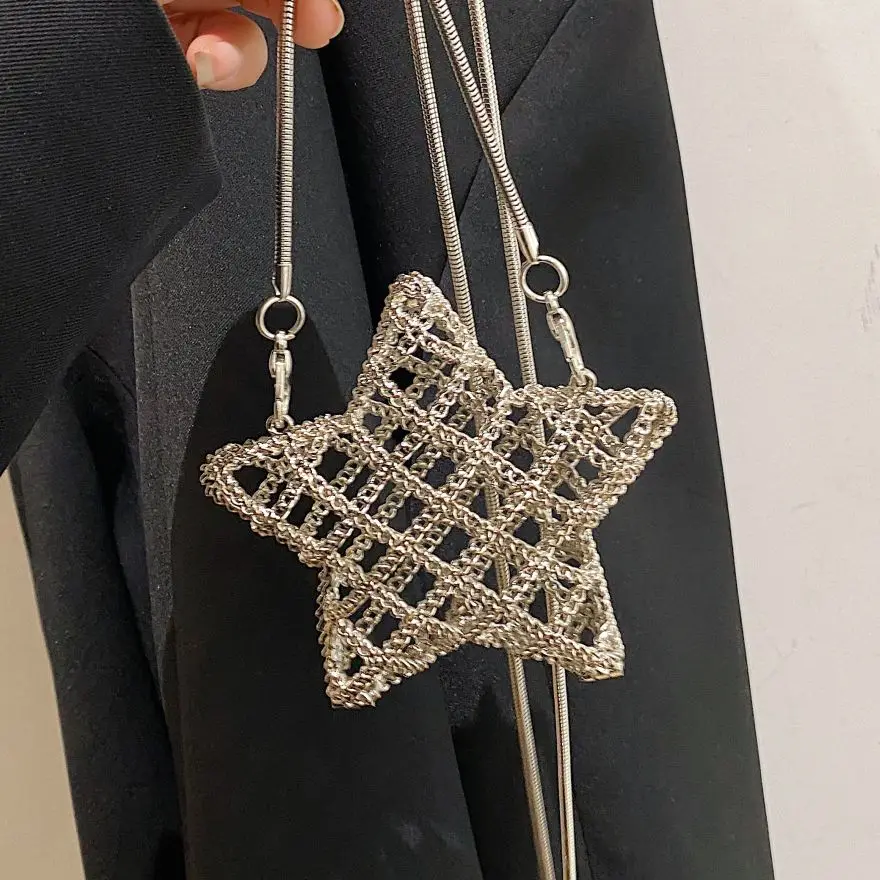 New Fashion Mini Small Shoulder Bag Lipstick Earphone Bags Female Micro Cross Body Bag Metal Frame Star Shape Women Bags