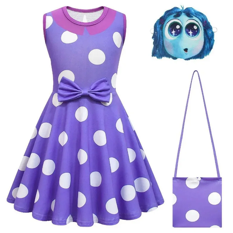 Vestido de Cosplay Envy para niños, película de dibujos animados en el interior, disfraz de juego de rol para niños, pelucas, trajes, traje de fiesta de Carnaval y Halloween