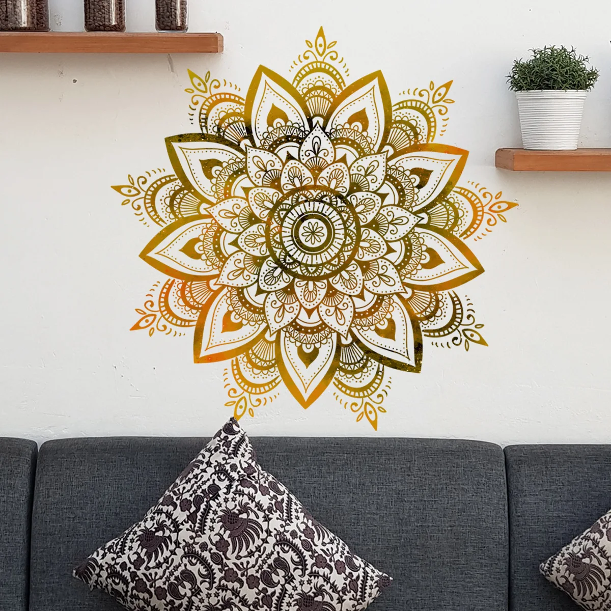 Mandala Lotus Vinyl Wall Stickers Bohemian style For Living Room Decoration Bedroom accessories Wall Decor Room Decor Aesthetic