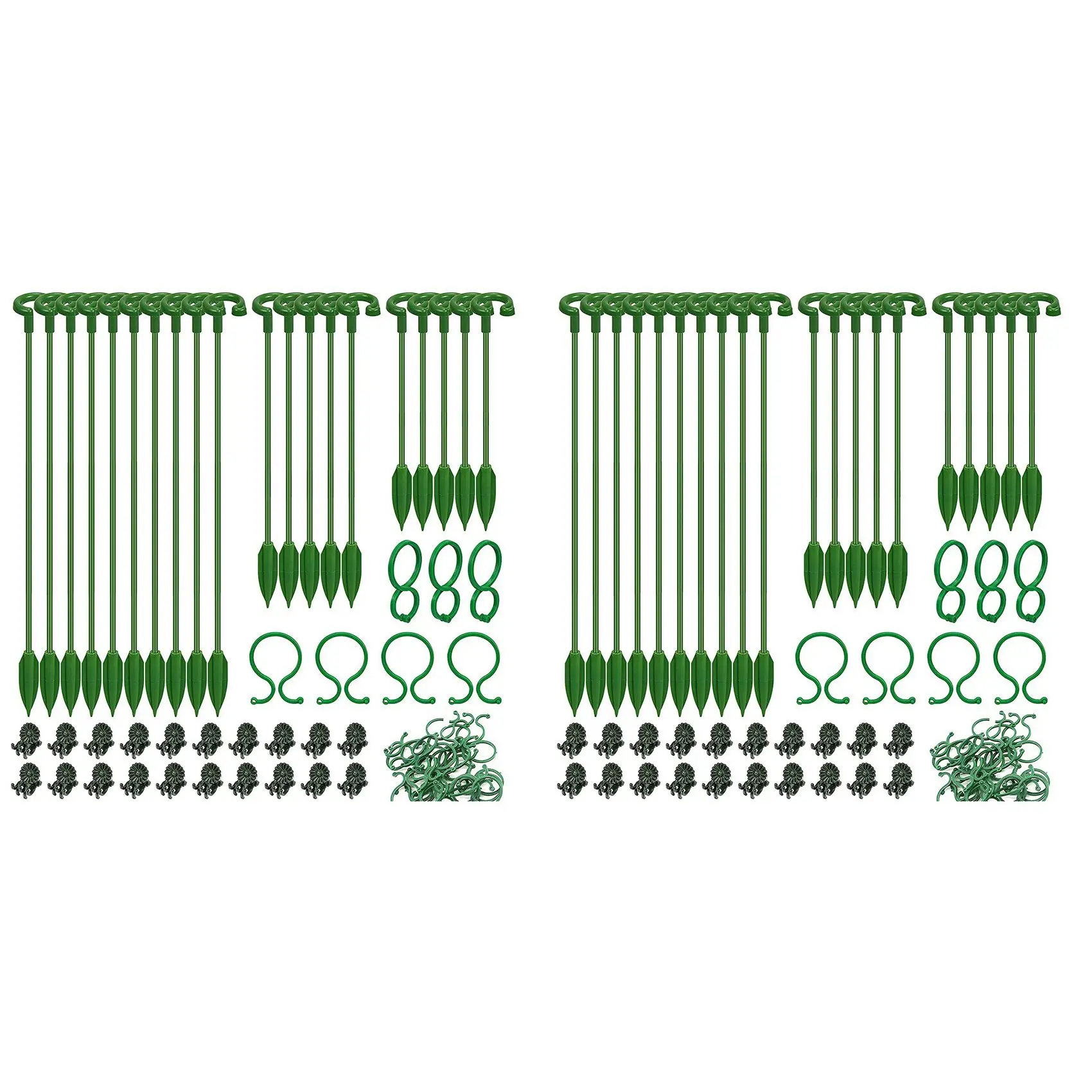 120Pcs Plant Supports Set - 40 Pack Flower Plant Stakes Sticks (3 Sizes), 40 Plant Support Clips and 40 Orchid Clips