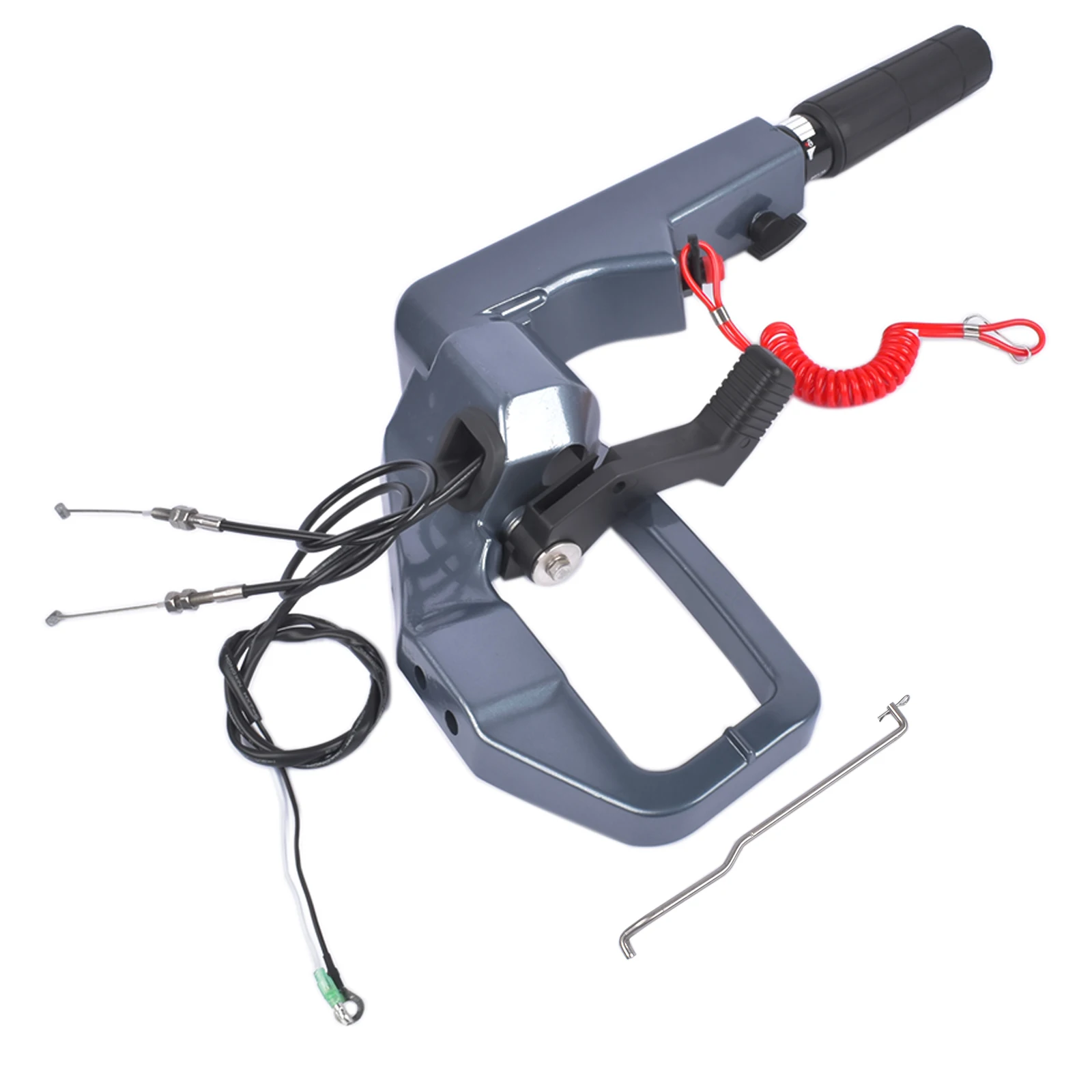 Glossy Steering Control Tiller Handle Assembly W/ Safety Rope for 2 Stroke 40HP 66T-W0084-02-4D 66T-W0084-02 66TW008402