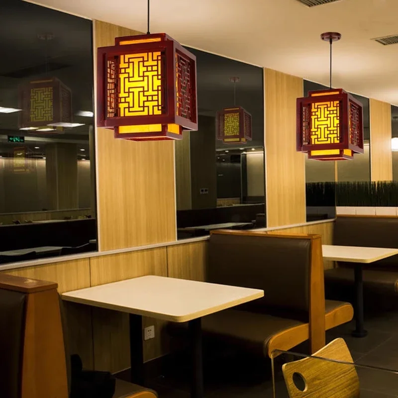 Luces colgantes de madera Vintage de estilo chino, farol de piel de oveja, lámpara colgante, luminaria para comedor, accesorios de iluminación, decoración del hogar