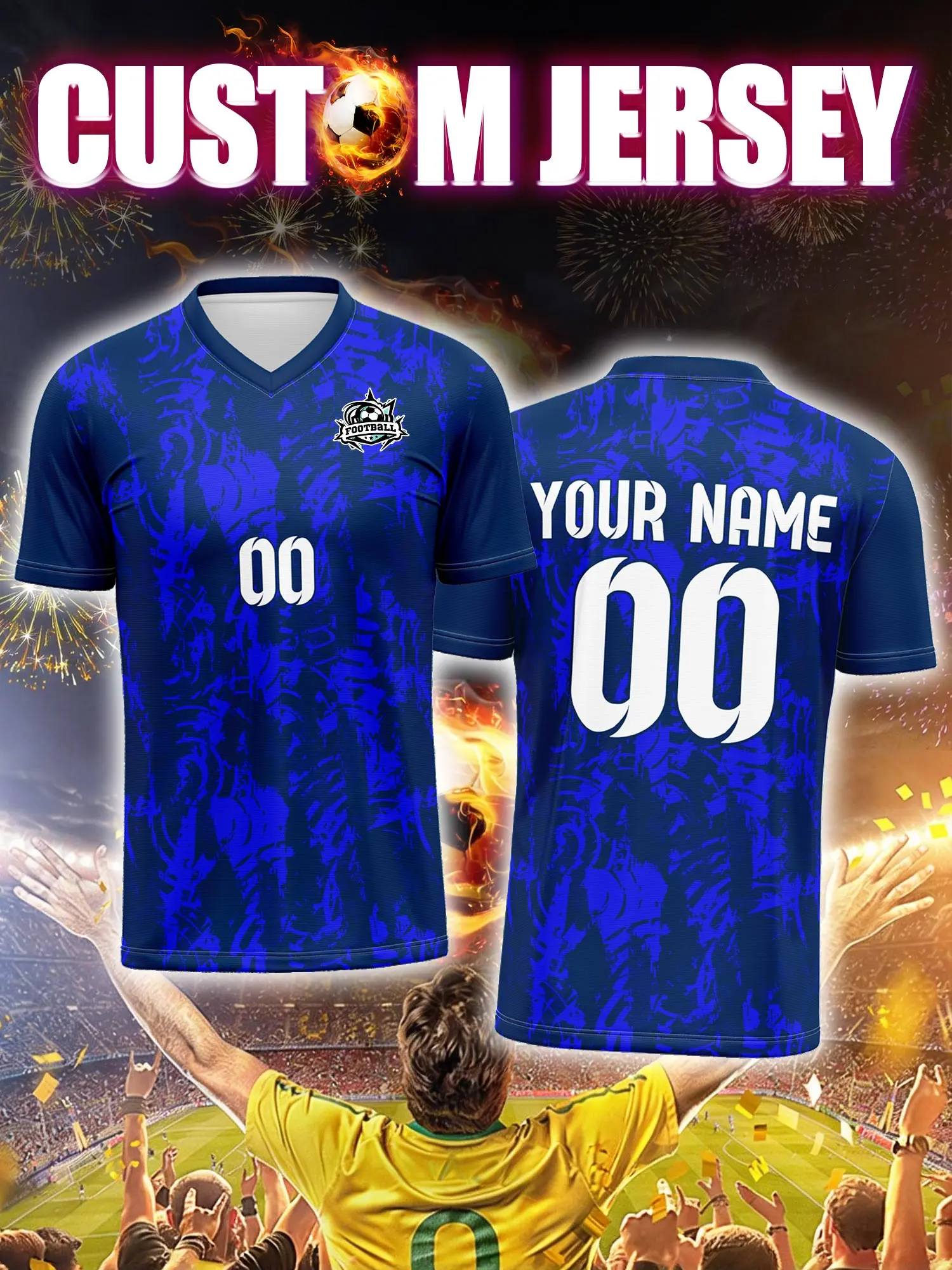 

Футболка для футбола с индивидуальным изображением, номером и именем, профессиональная игровая футболка уровня чемпионов.