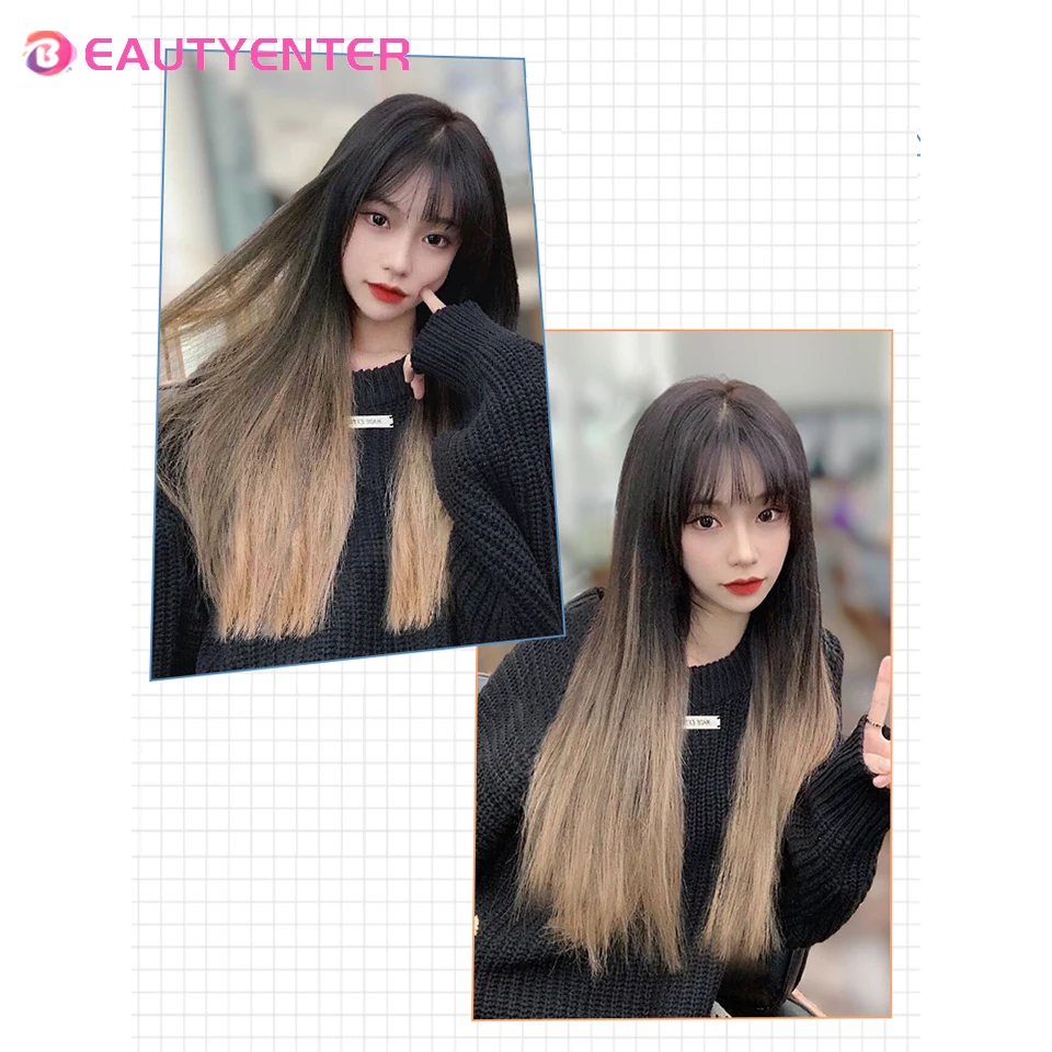 Synthetic Clips In Hair Long Wave Clip In Hair Extension Synthetic Wig Hair Extensions Ombre Gradient color Hairpieces