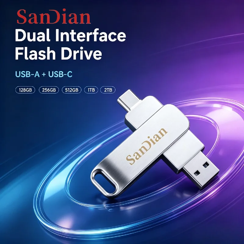 512GB 2 in 1 USB Flash Drive Dual USB A C High Speed Up to 150MB/s Metal Pendrive for Phone PC Laptop Data Transfer Max
