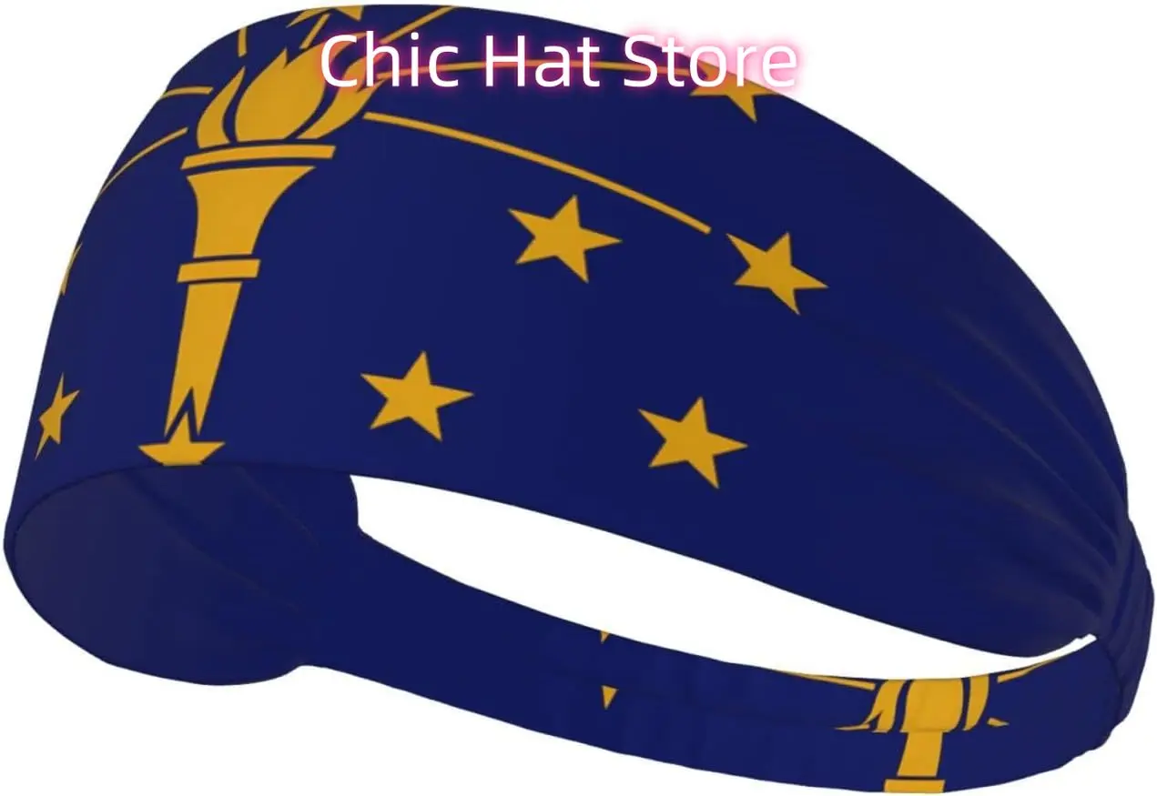 

Elastic Exercise Headband, Outdoor Sports Elastic Headband, Fitness, Yoga, Running, Cycling Indiana State Flag Pattern