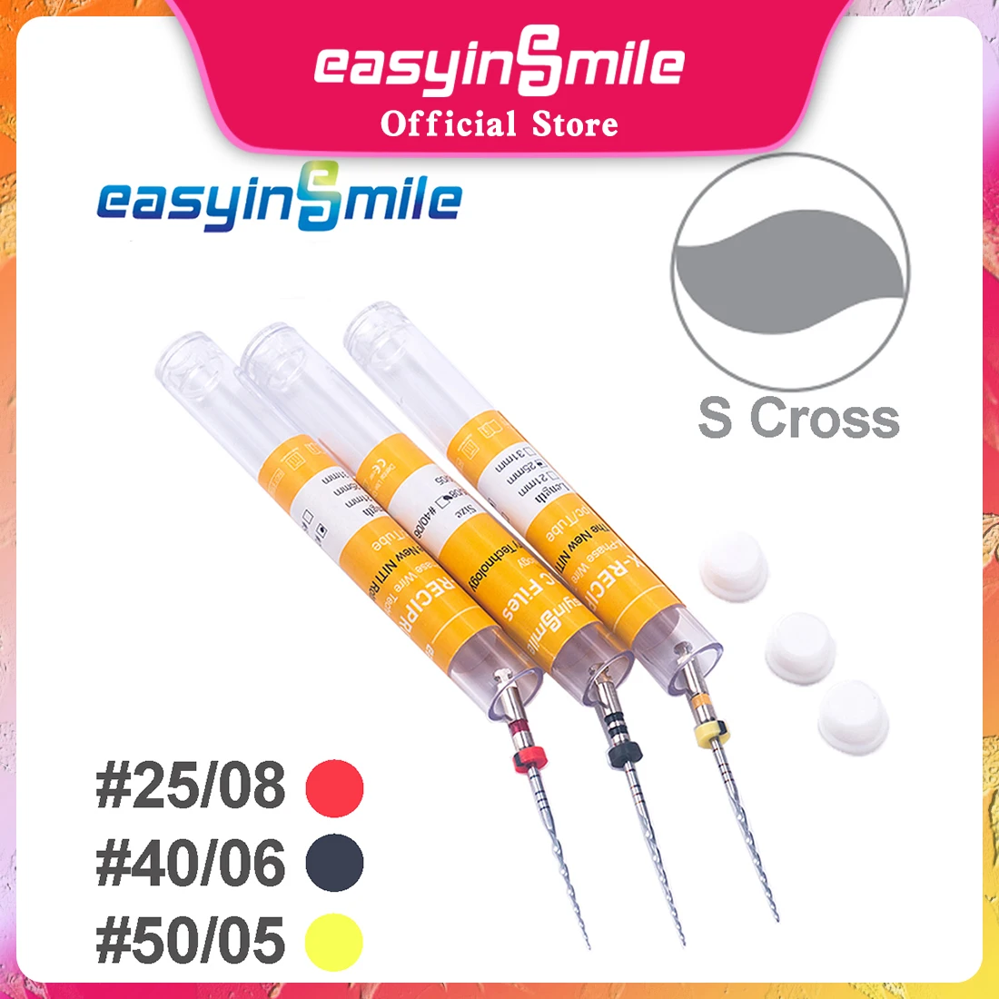 EASYINSMILE Endodontic X-Recip NITI Rotary Files 25MM Endo Reciprocating Root Canal Engine Files Dentistry Micro rotary tool