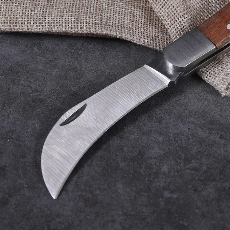木製ハンドル付き折りたたみナイフ、プロの剪定ナイフ、園芸工具、果樹