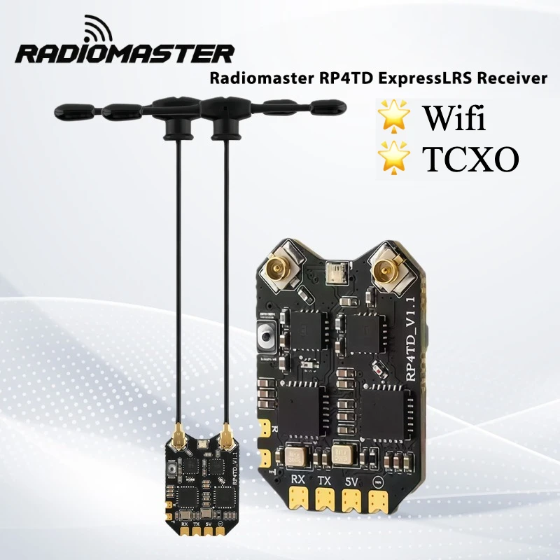 

Radiomaster RP4TD 2.4GHz ExpressLRS Diversity Receiver DualAntenna Builtin WiFi TCXO for FPV RC Model FixedWing Aircraft