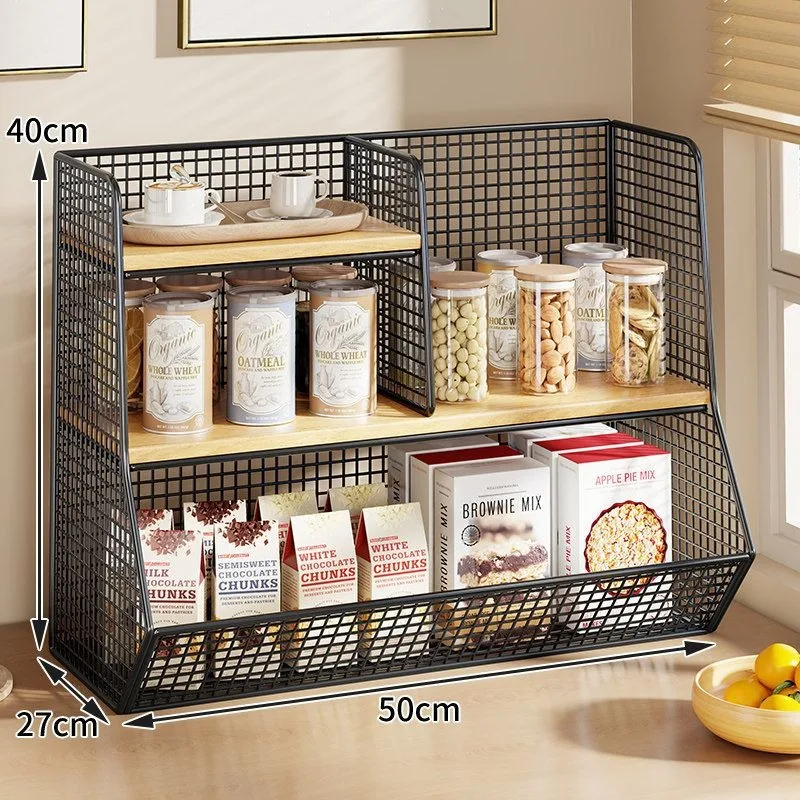 Tea Bag Storage Organizer Rack Multi-Layer Desktop Shelf Condiment Side Cabinet Bag Holder Basket Snack Home Kitchen Office New