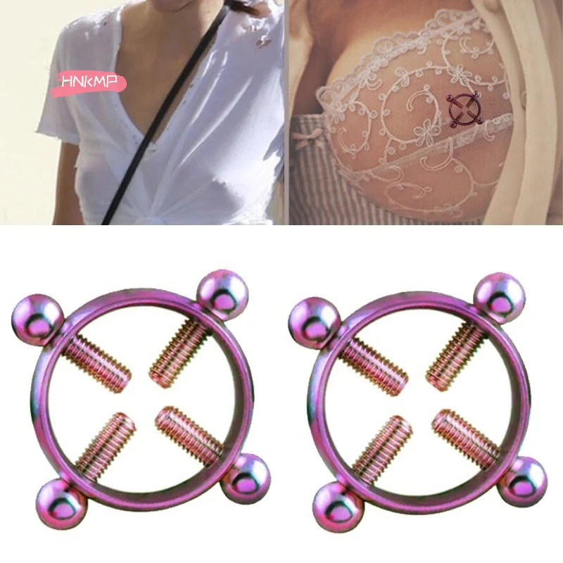 1Pcs Adjustable Stainless Steel Nipple Ring Clip-On Fake Nipple Piercing Jewelry for Women Various Colors Available image 3