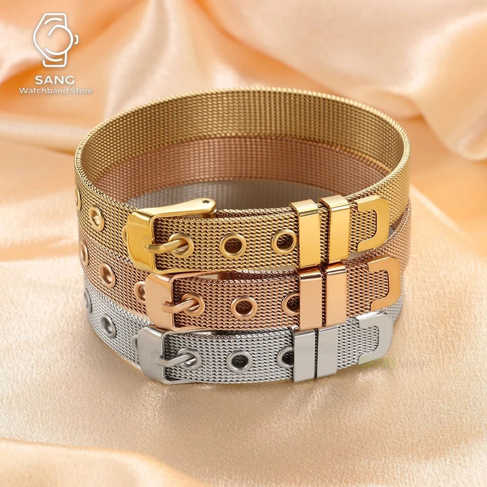 10mm Small Slim Stainless Steel Replacement Watch Band Accessories One Piece Watch Strap Accessory Sport Loop Bracelet Wristbelt